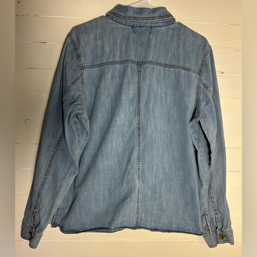 Denim & Co jacket, blue distressed fabric, women’s size XL. Great condition! - Picture 4 of 6